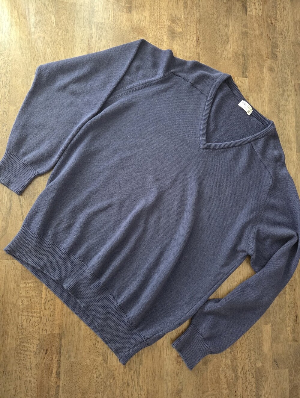 BHS Pure Cotton 42 Inch V Neck Knit Sweater Made In Britain